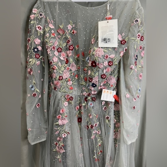 Mac Duggal 11241 NWT EMBROIDERED ILLUSION HIGH NECK LONG SLEEVE A LINE - Picture 7 of 11